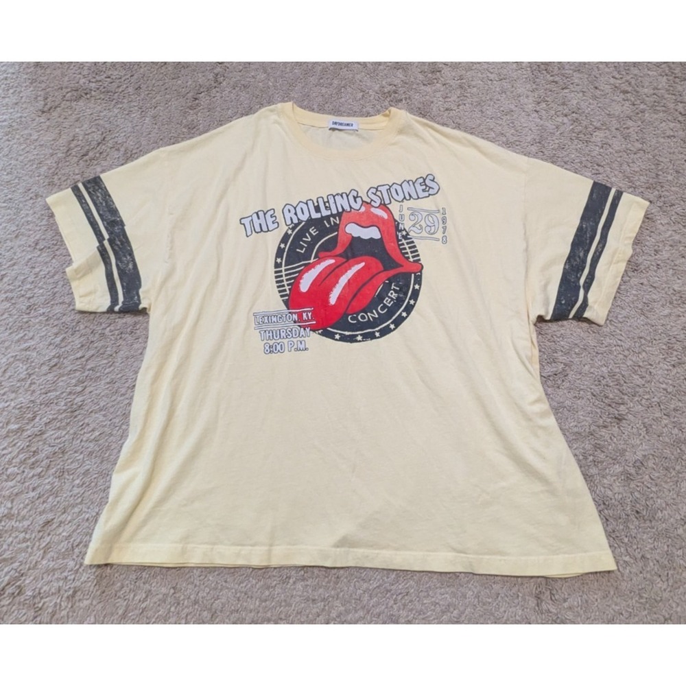 Daydreamer Rolling Stones 1978 Tour Graphic Tee Stamp Lexington KY Butter Yellow